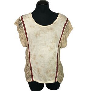 Free People Lace Boho T-Shirt - Women’s XS